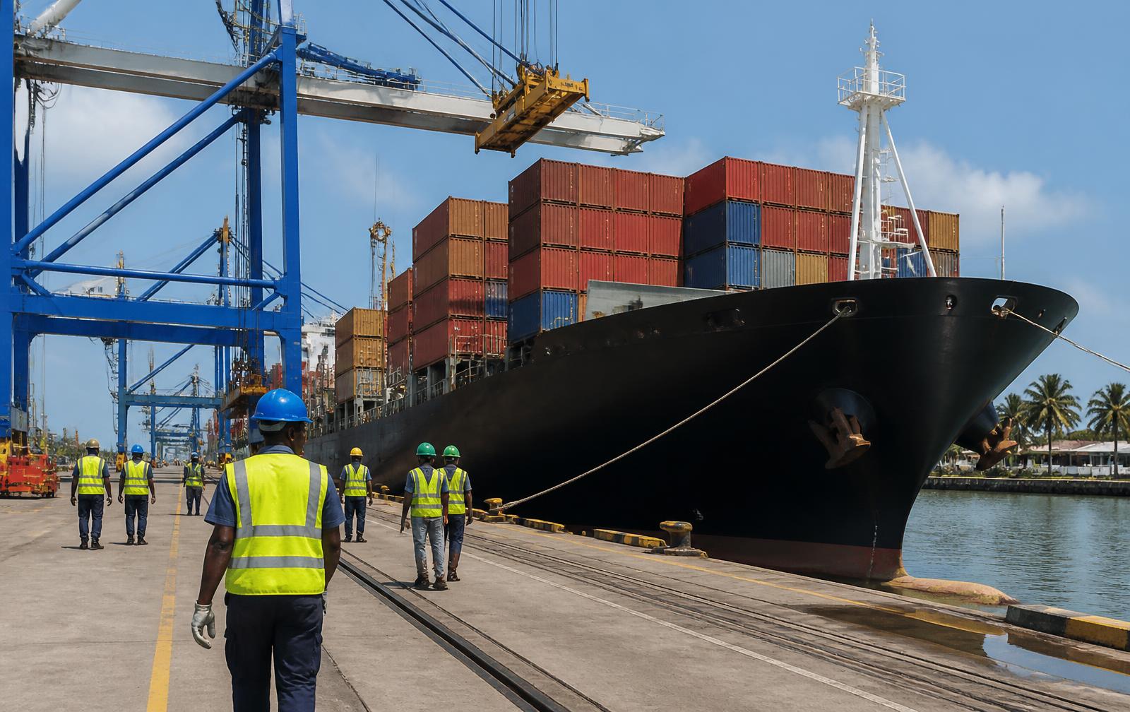Container terminal at a seaport